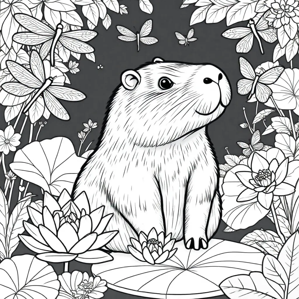Cabibara coloring page for children