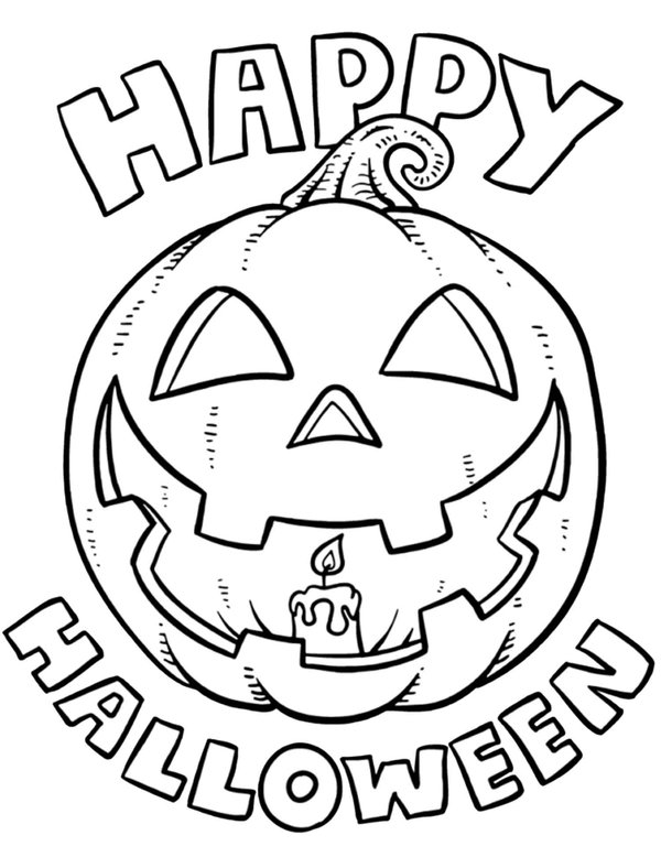 Calabaza Feliz Halloween con Vela coloring page for children