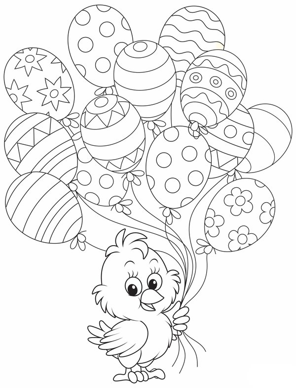 Canard De Paques Avec Oeufs En Ballons coloring page for children