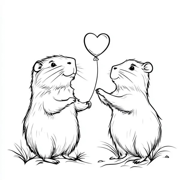 Capibara hart coloring page for children