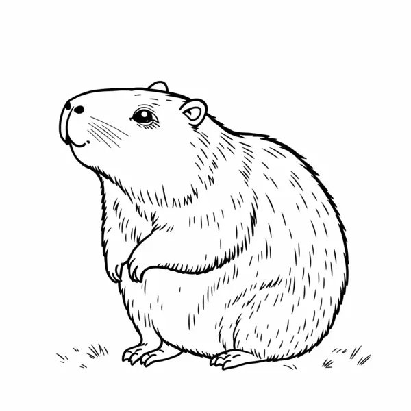 Capibara Zittend coloring page for children