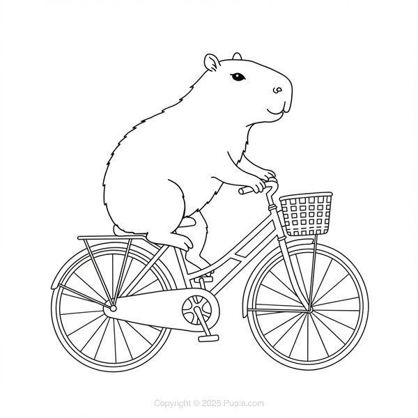 Feuille de coloriage Capybara à vélo