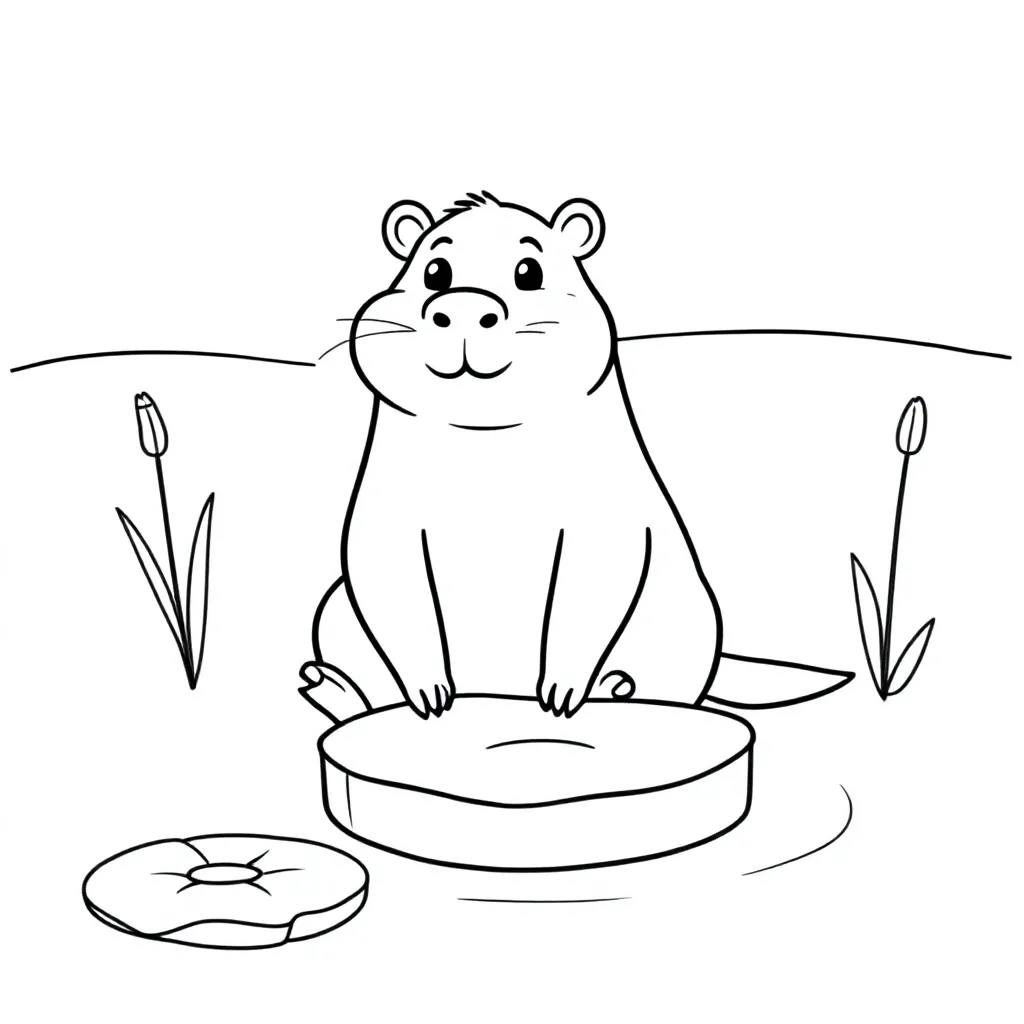 Plantilla de colorear Capibara Gratis para niños