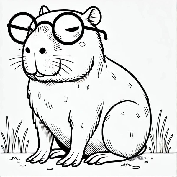 Capybara Wearing Glasses coloring page for children