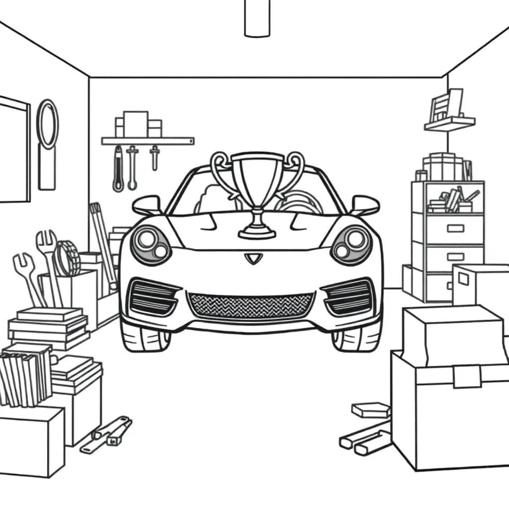 Cars Animatie Garage Trofee Avontuur coloring page for children