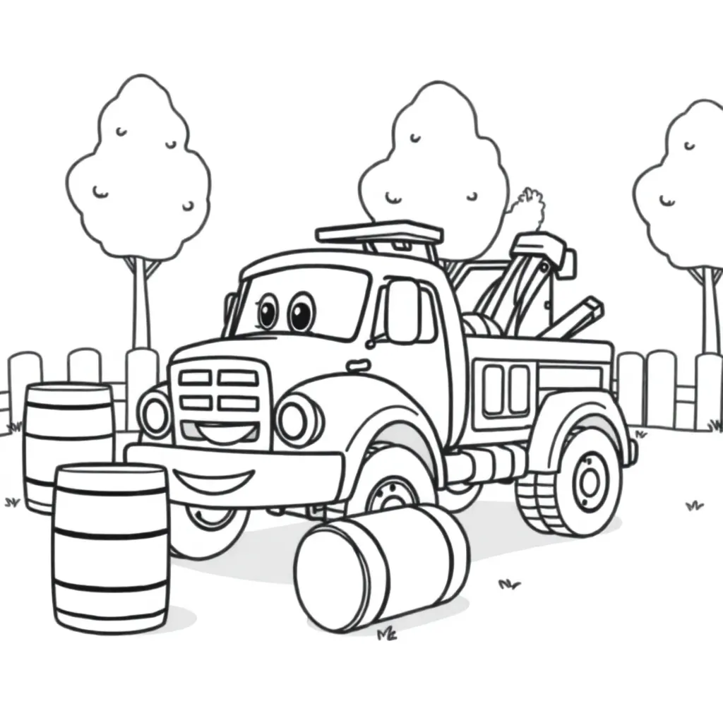 Cars Takelwagen Vrolijk Natuur Kinderen coloring page for children