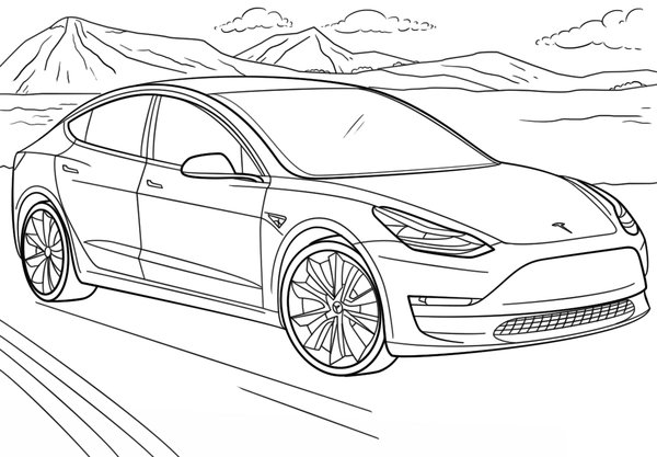 Cars Tesla coloring page for children