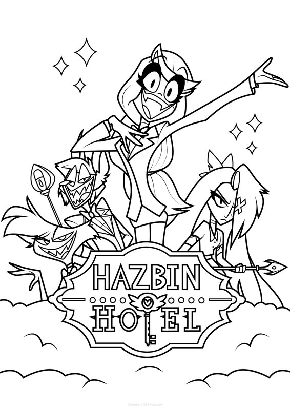 Cartel Del Hotel Hazbin coloring page for children