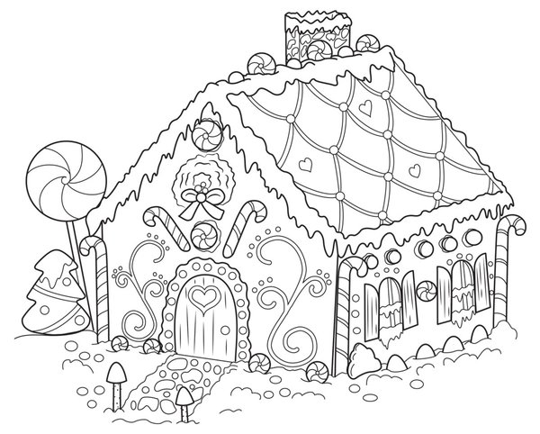 Casa De Navidad De Pan De Jengibre coloring page for children