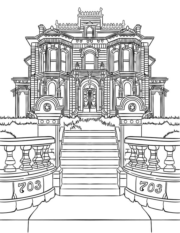 Casa Victoriana Con Escaleras coloring page for children