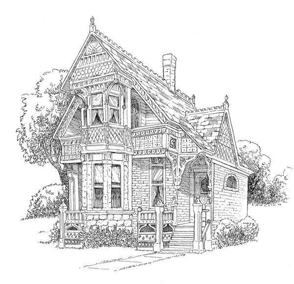 Casa Victoriana Detallada coloring page for children