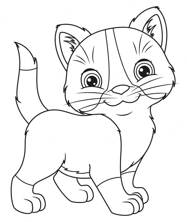 Chaton Debout Et Souriant coloring page for children