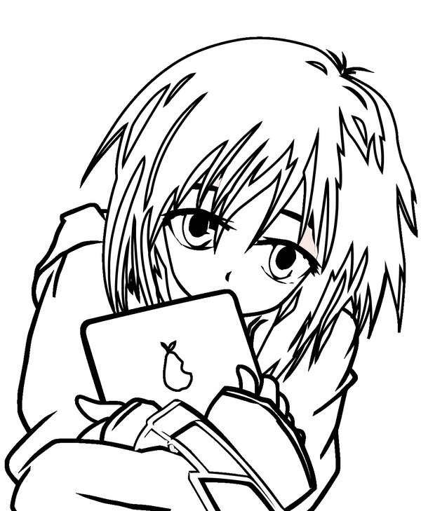 Chica Anime Con Tableta coloring page for children
