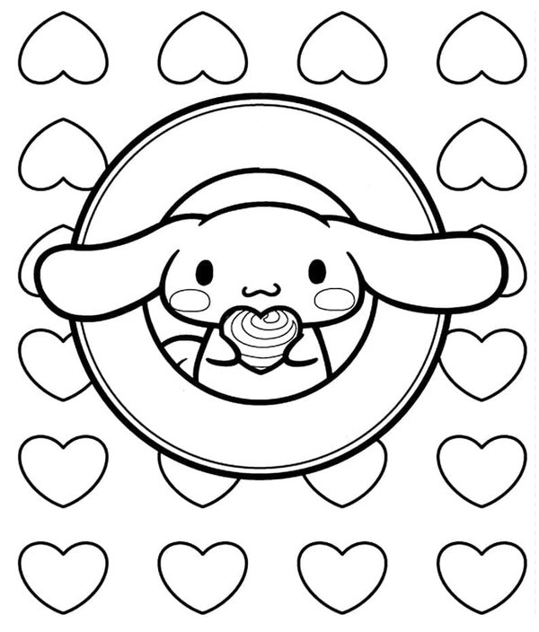 Cinnamoroll Con Corazones coloring page for children