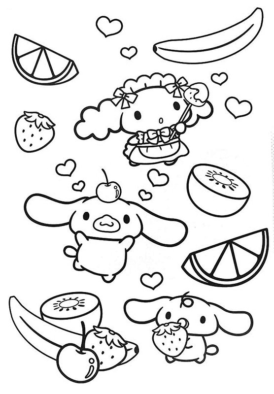 Cinnamoroll Con Fruta coloring page for children
