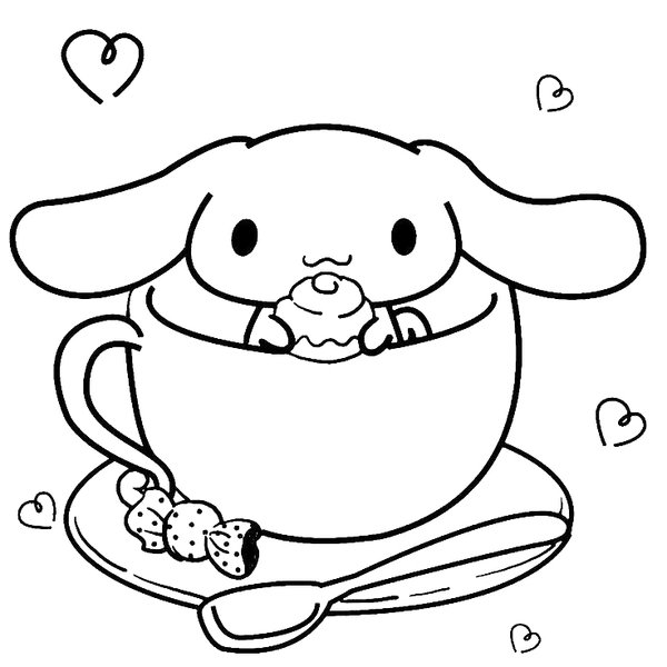 Cinnamoroll Cup Cupcake coloring page for children