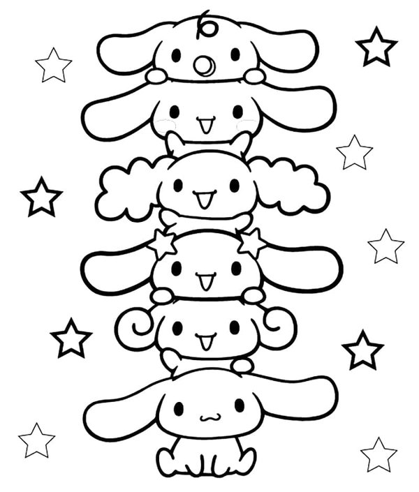 Cinnamoroll Stacked on Each Other coloring page for children