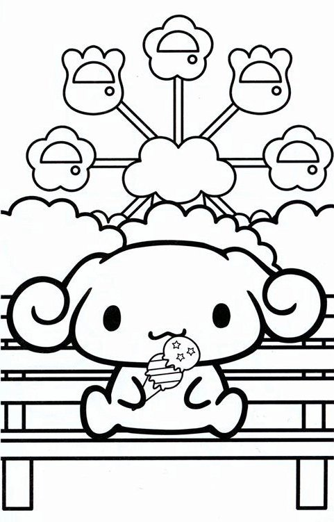 Cinnamoroll y noria coloring page for children