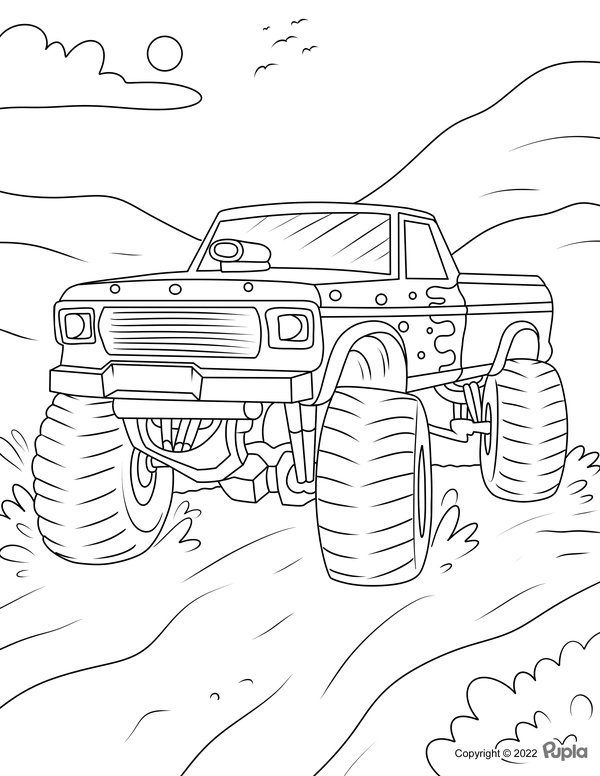 Coches Monster Truck coloring page for children