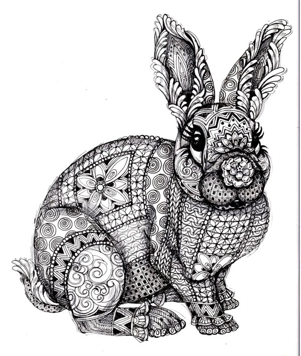 Conejito Zentangle coloring page for children