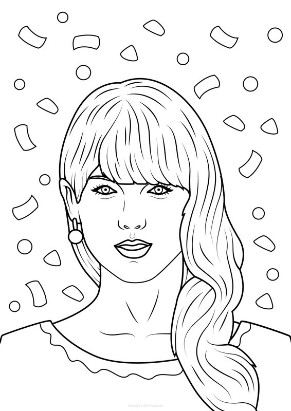 Confeti Taylor Swift coloring page for children