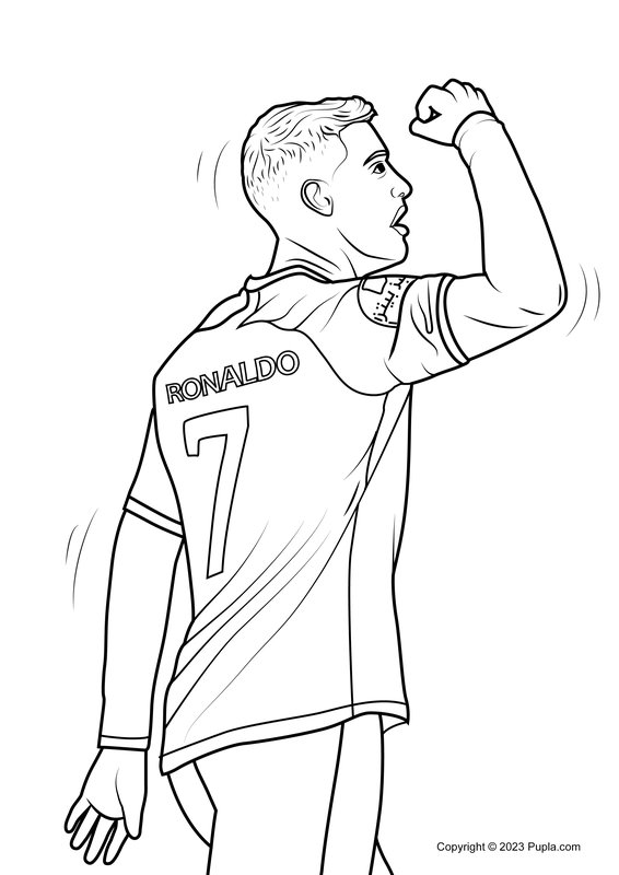 Cristiano Ronaldo kijkt naar het publiek coloring page for children