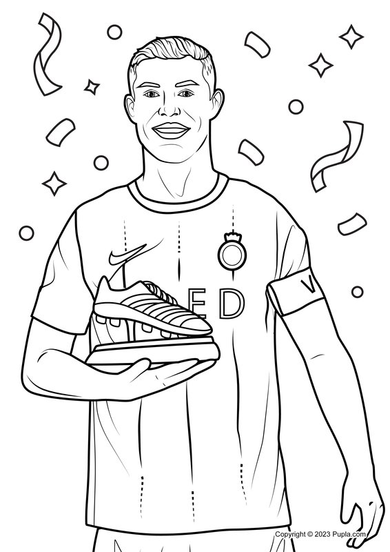 Cristiano Ronaldo Met Een Trofee coloring page for children