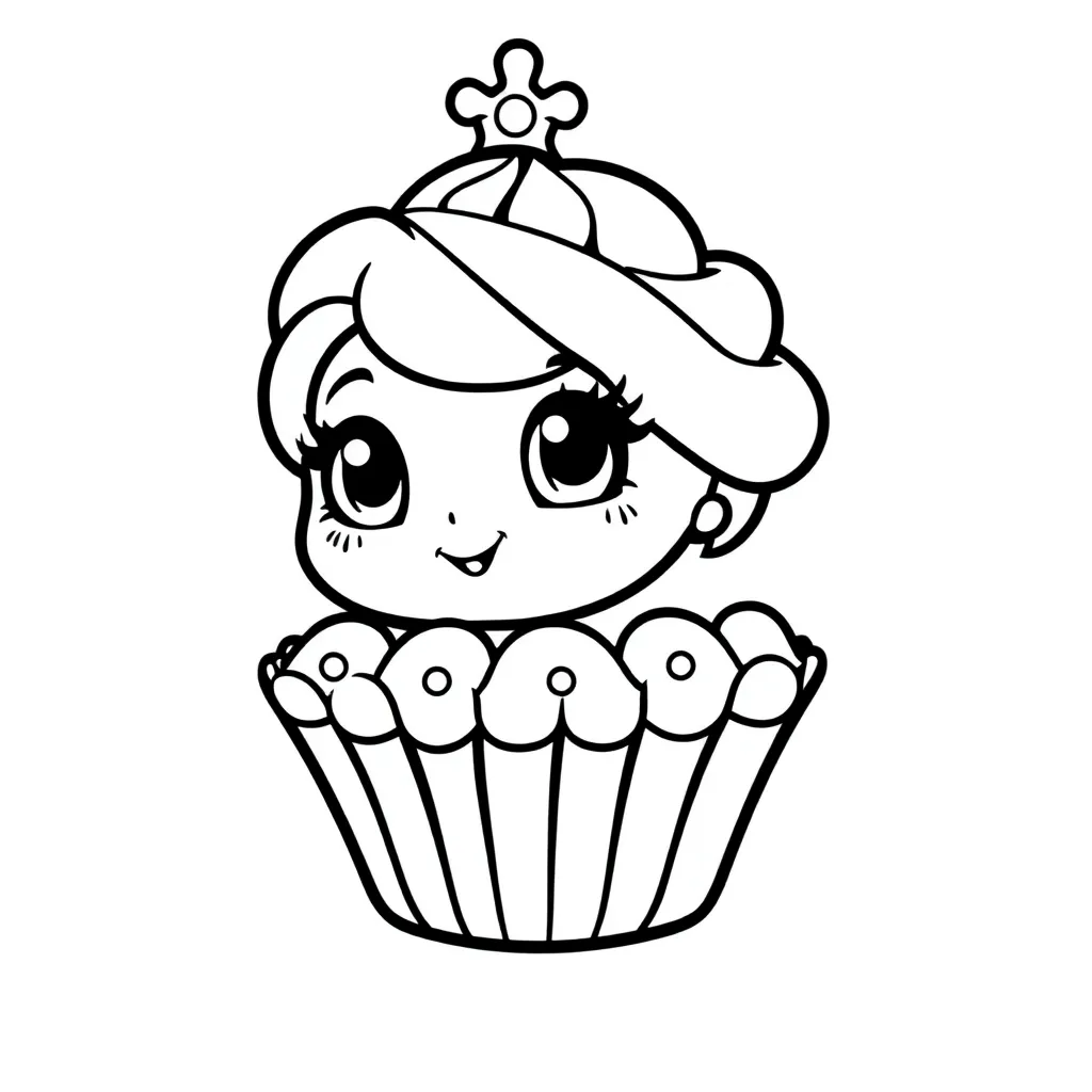 Cupcake Queen coloring page for children