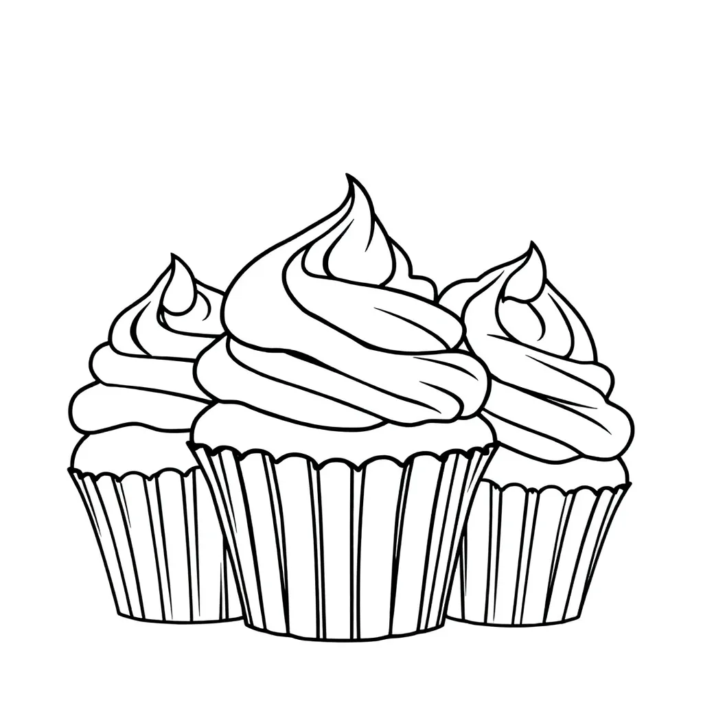 Cupcakes Bakken Zoet Feestelijk Dessert coloring page for children