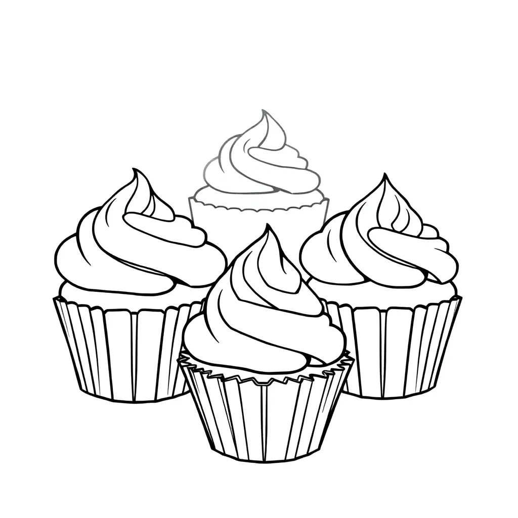 Cupcakes Bakken Zoet Feestelijk Taart coloring page for children