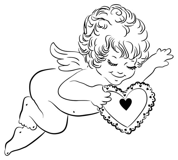 Cupido Con Corazon coloring page for children