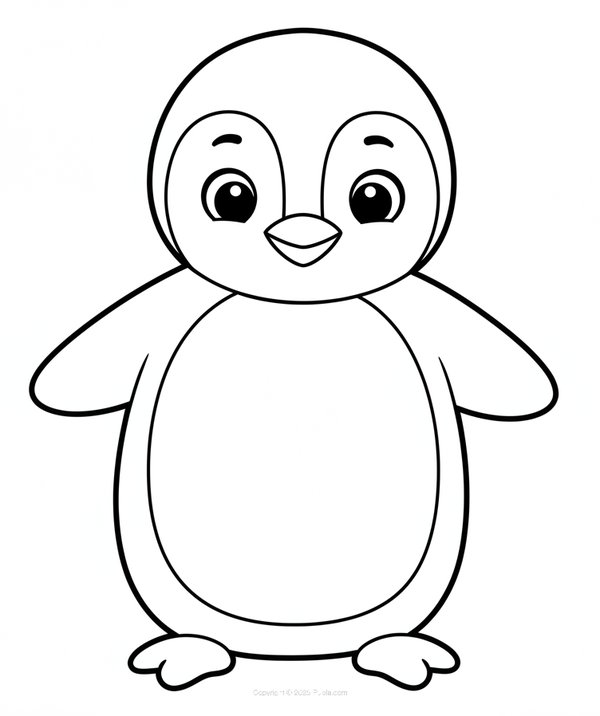 Cute and Little Penguin coloring page for children