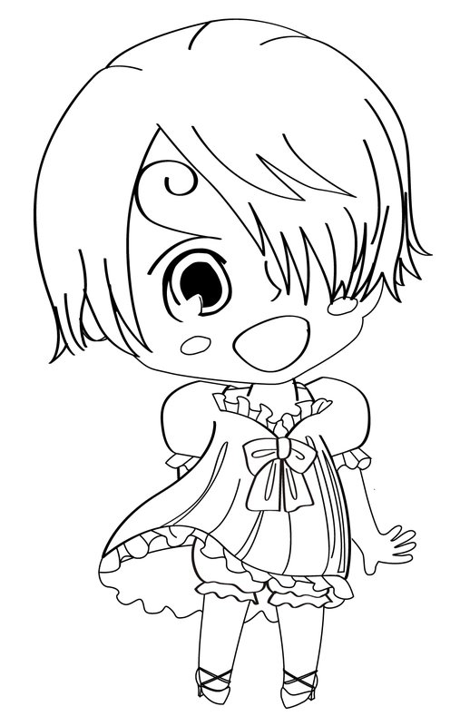 Cute Anime Girl coloring page for children
