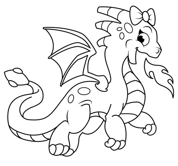 Cute Dragon coloring page for children
