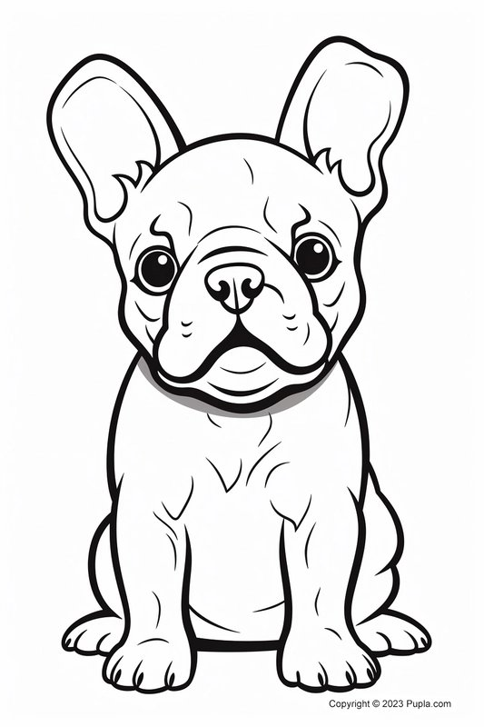 Cute French Bulldog coloring page for children