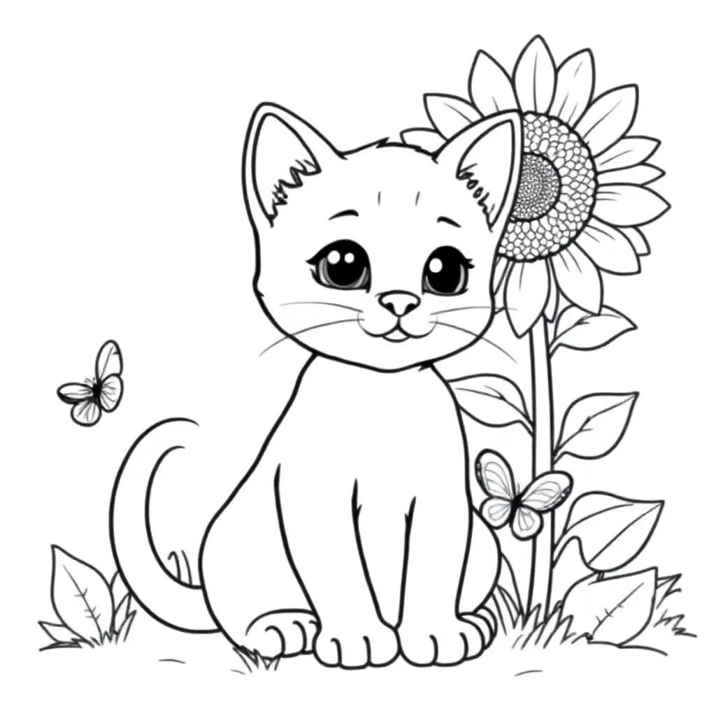 Plantilla de colorear Gratis gatito lindo Plantilla de colorear para niños