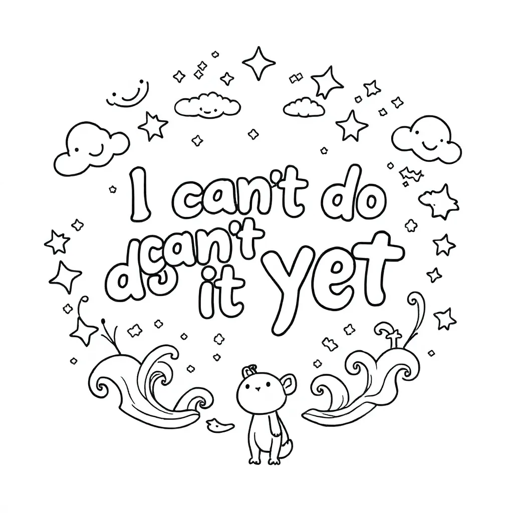 De Letters Ik Kan Het Nog Niet Met Versiering Errond coloring page for children