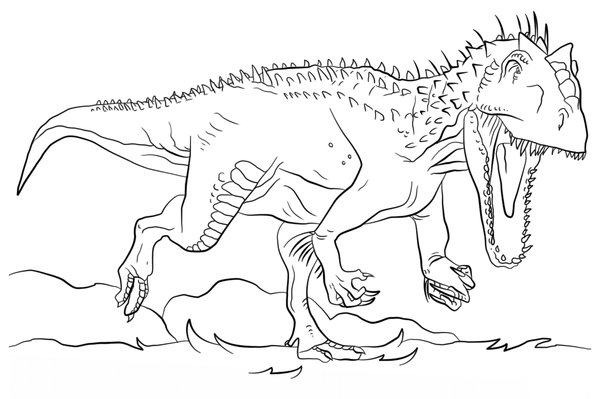 Dinosaur T-rex coloring page for children