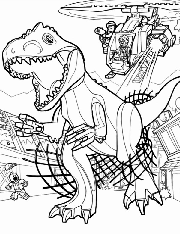 Dinosaure Lego T-rex coloring page for children