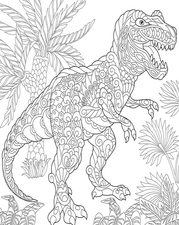 Dinosaure T Rex Detaille coloring page for children