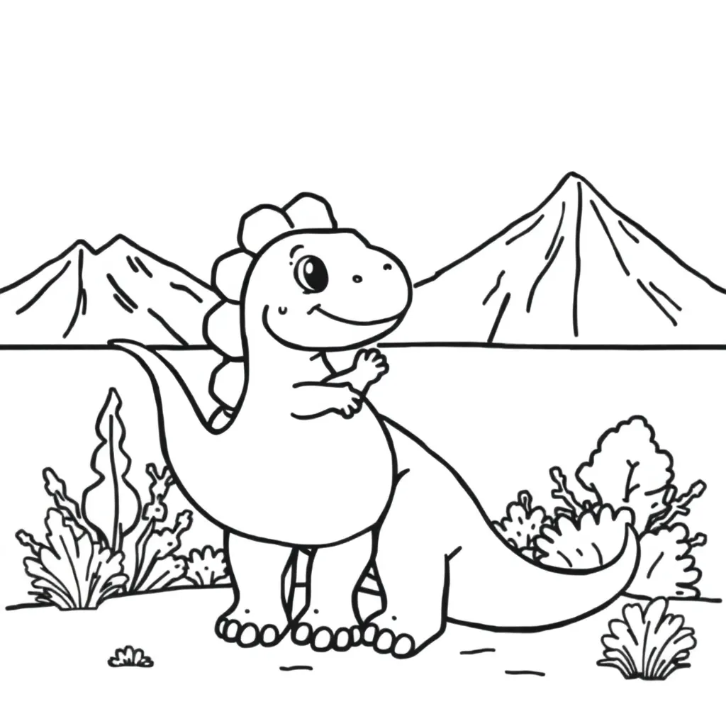 Dinosaurus Baby Prehistorisch Cartoon Avontuur coloring page for children