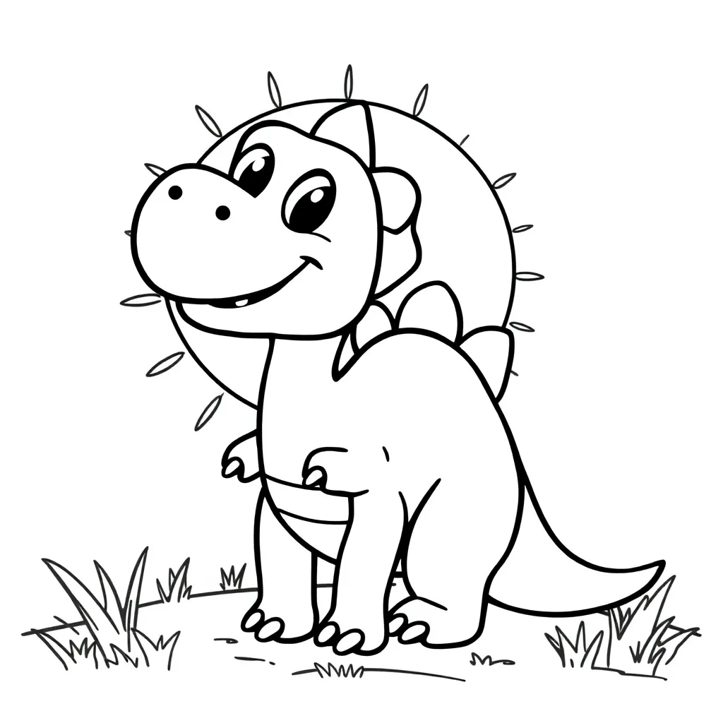 Dinosaurus Cartoon Schattig Avontuur Natuur coloring page for children