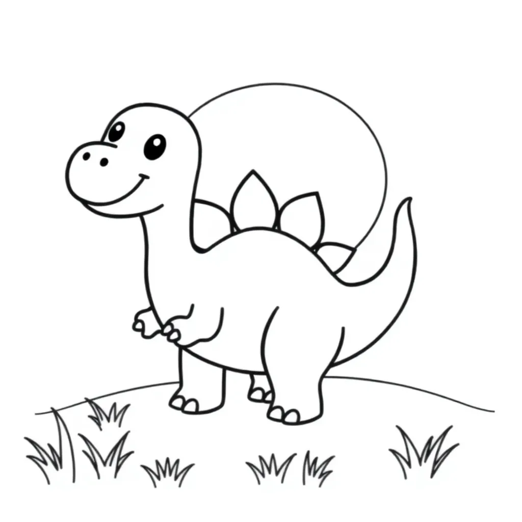 Dinosaurus Cartoon Vrolijk Kindvriendelijk Prehistorie coloring page for children