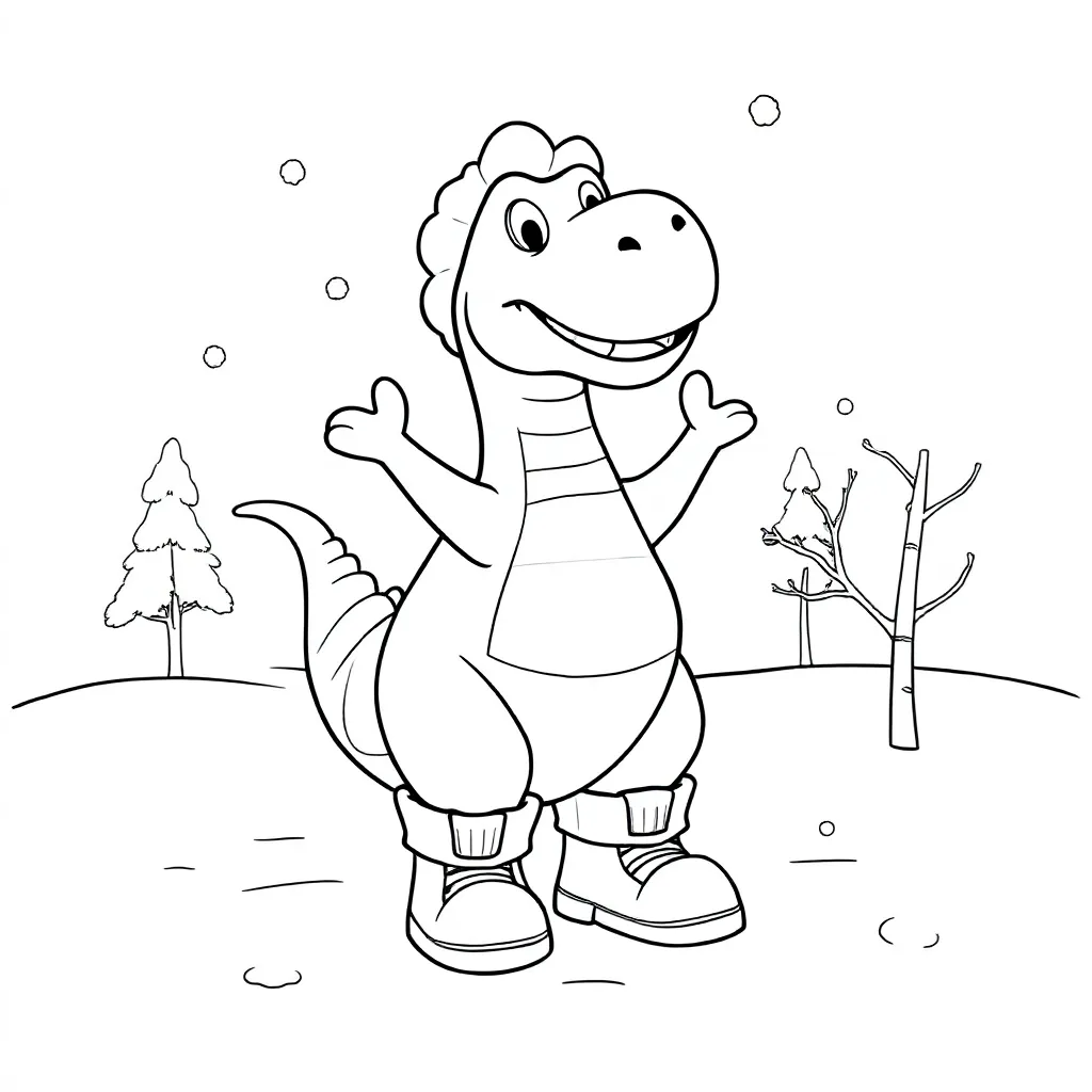 Dinosaurus Met Winterboots Aan coloring page for children