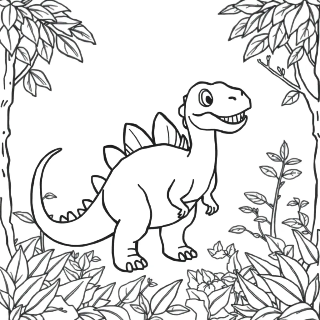 Dinosaurus Prehistorisch Cartoon Natuur Educatief coloring page for children