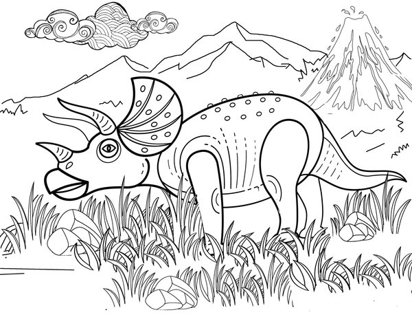 Dinosaurus Triceratops coloring page for children