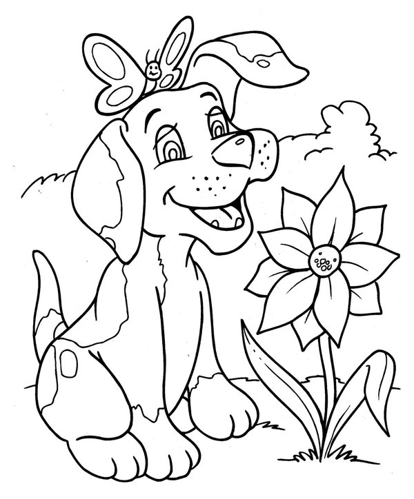 Dog Butterfly coloring page for children