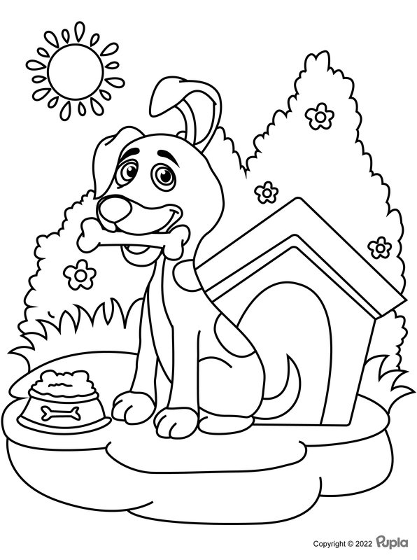 Dog Dogbone coloring page for children