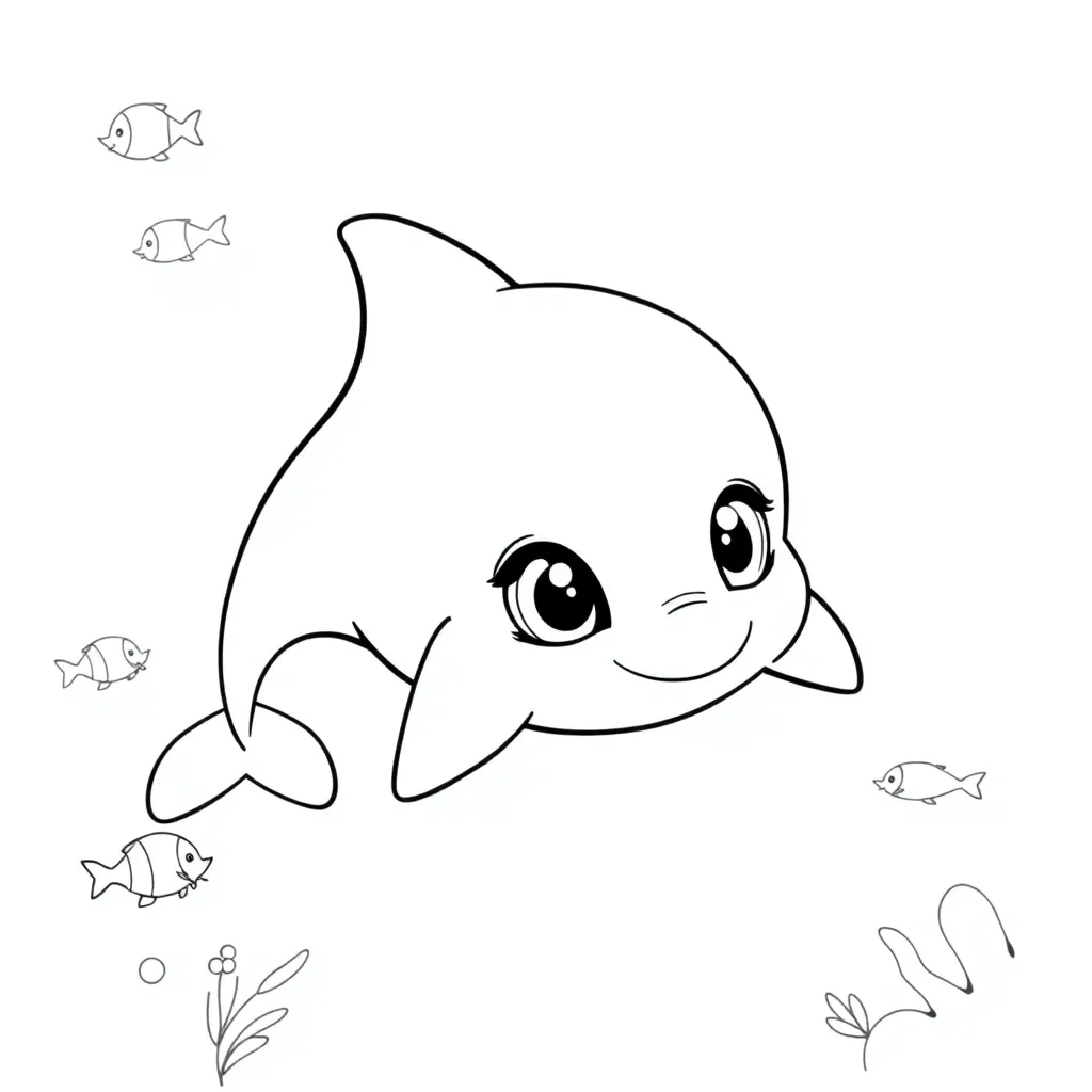 Dolfijn Zee Zoogdier Natuur Tekening coloring page for children