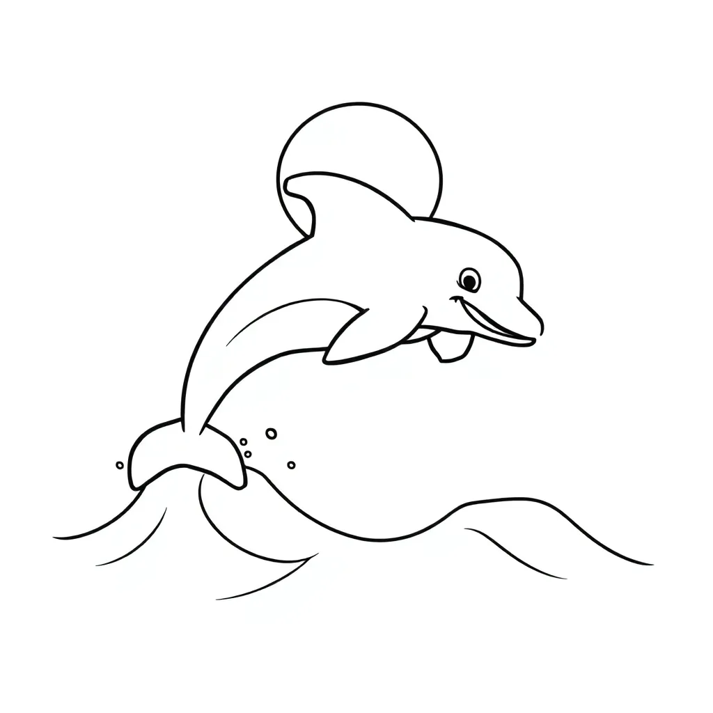 Dolfijn Zee Zoogdier Natuur Zwemmen coloring page for children